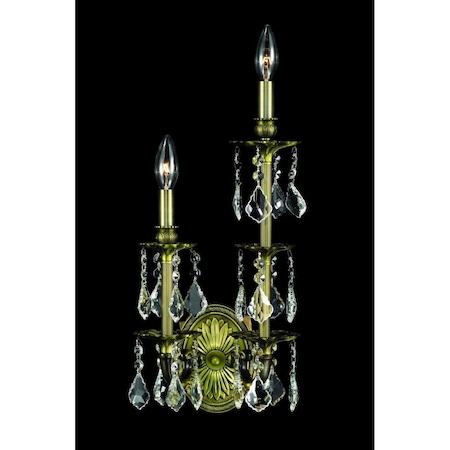 Lighting Business 9502SW9AB-RC 9 in. Marseille 2 Lights Wall Sconce Light with Royal Cut Crystals, Antique Bronze LI1539122